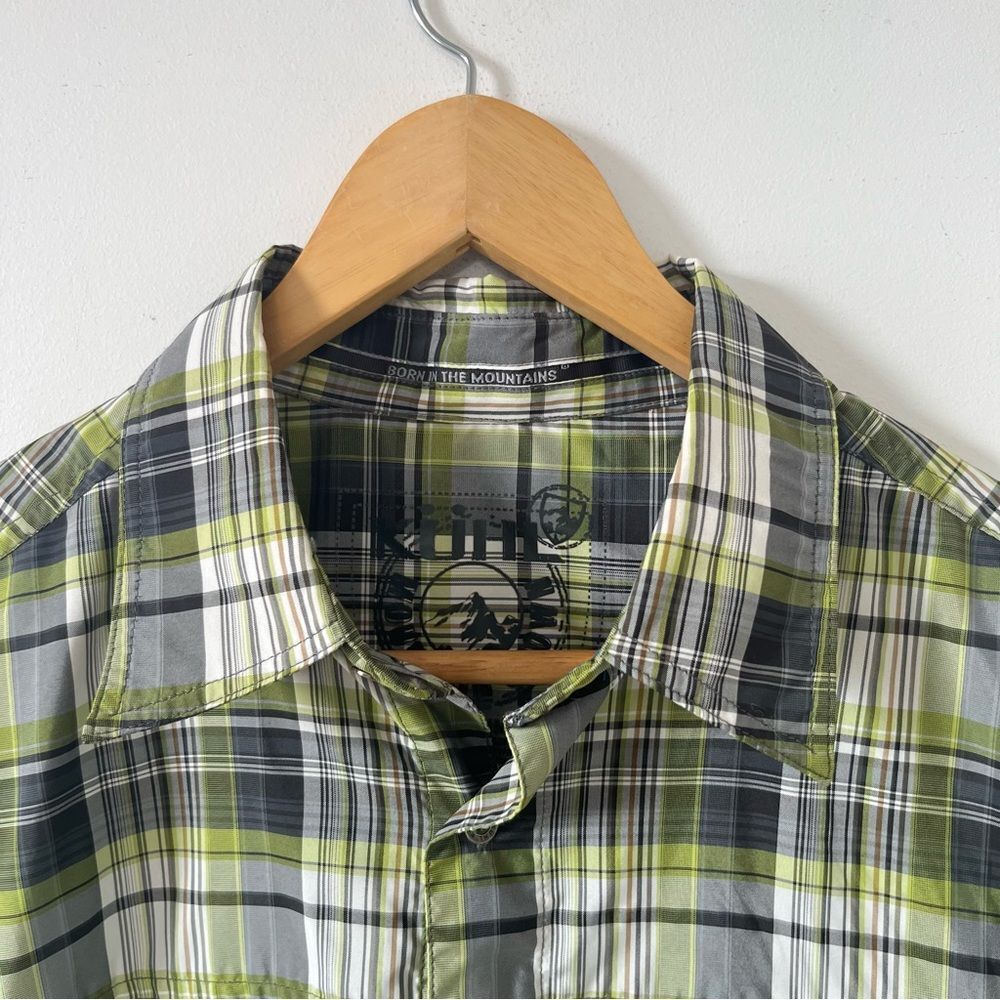 Kuhl Ionik UPF 30 Plaid Hiking Travel‎ Shirt Men’s Medium Green Outdoor Camp - Picture 8 of 10